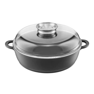 Ambition, cast aluminium pot, taurus, 28 cm, platinum plus coating, aroma knob, cast aluminium, heat-resistant glass, stainless steel Thumbnail 1