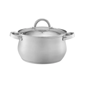 Domotti, pot with glass lid, domingo, 20 cm, 4 l, stainless steel