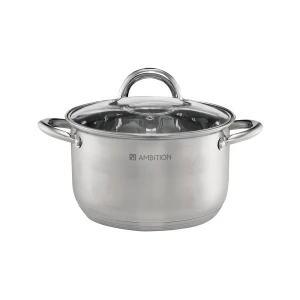Ambition, pot with glass lid, solar, 22 cm, stainless steel