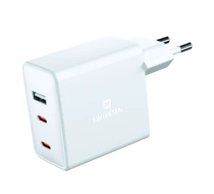 Universal home charger swissten gan 2x usb-c + 1x usb 70w white Thumbnail 2
