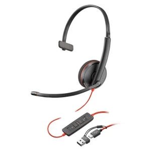 Casca poly blackwire 3210 monaural usb-c headset +usb-c/a adapter