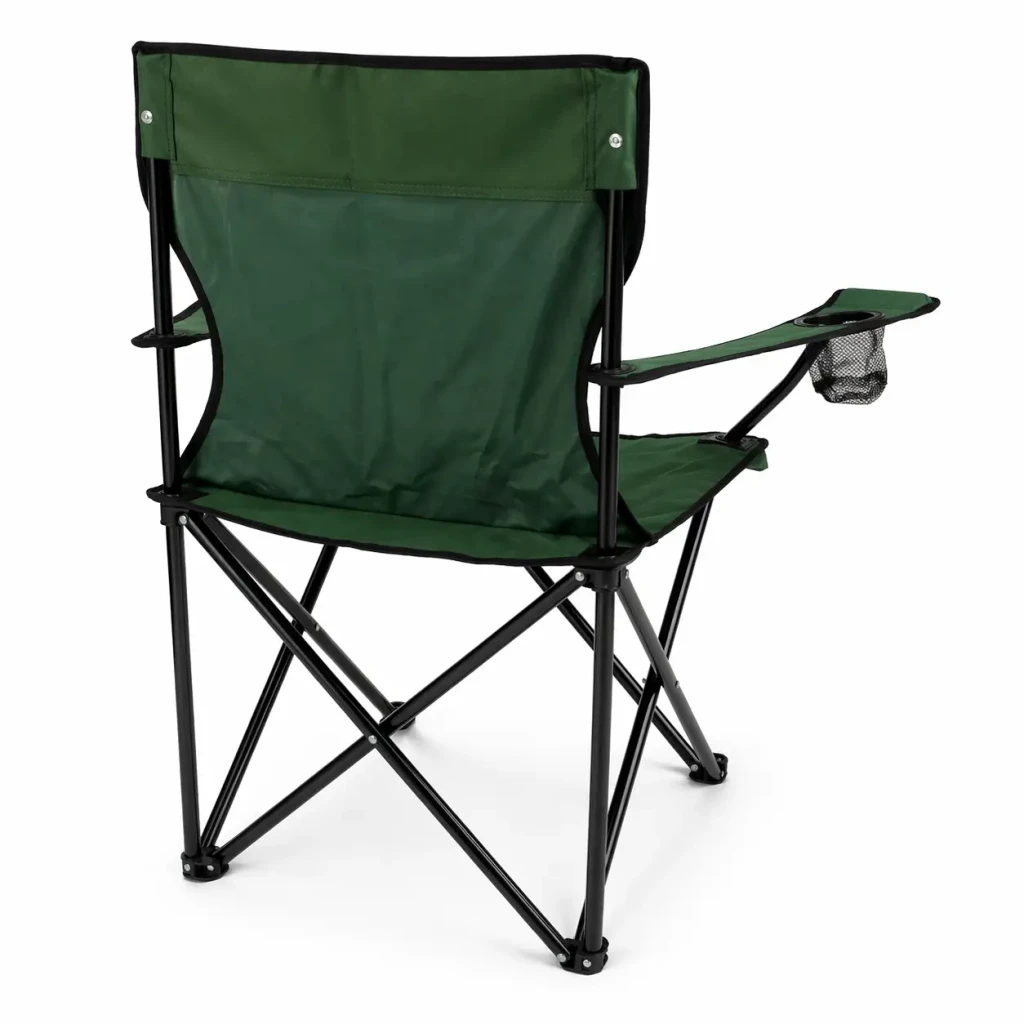 Складной рыбацкий стул зелёный, с подстаканником и карманами 3