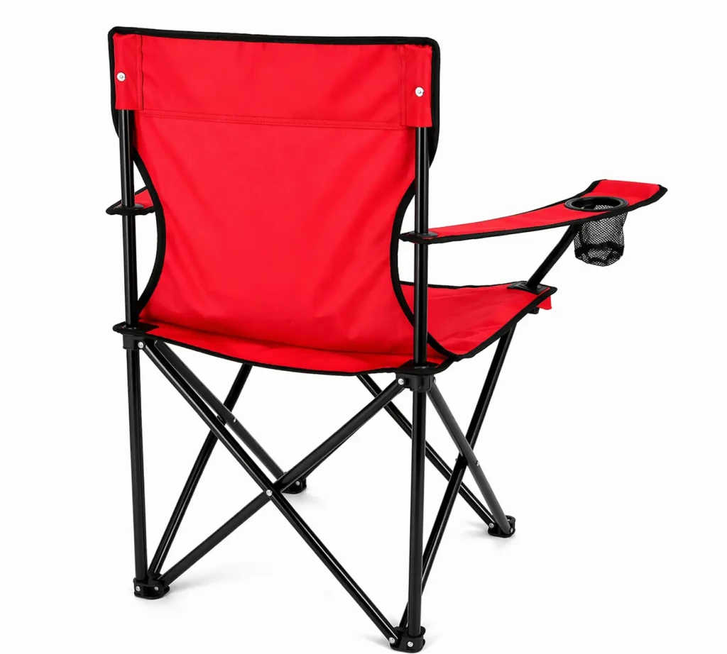 Складной рыбацкий стул красный, с подстаканником и карманами 3