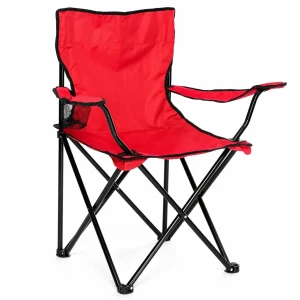 Складной рыбацкий стул красный, с подстаканником и карманами Thumbnail 2