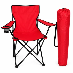Складной рыбацкий стул красный, с подстаканником и карманами Thumbnail 6