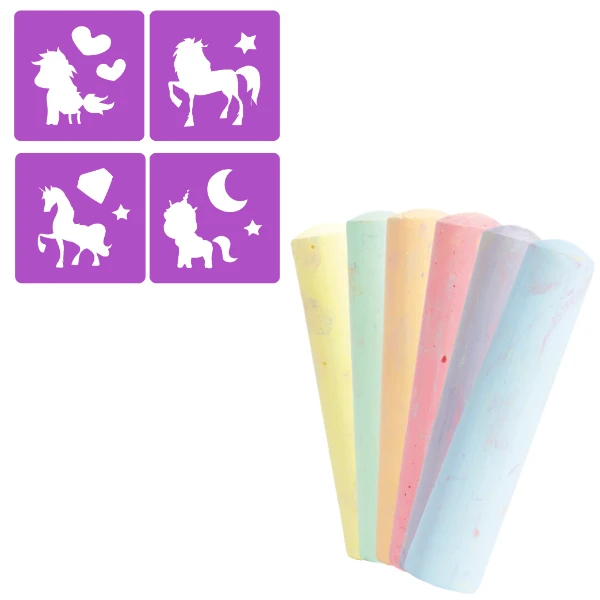 Set de cretă „unicorn”, 6 buc + 4 șabloane 2