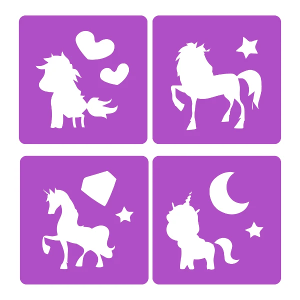 Set de cretă „unicorn”, 6 buc + 4 șabloane 4