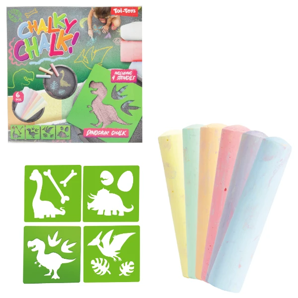 Set de cretă „lumea dinozaurilor”, 6 buc + 4 șabloane 2