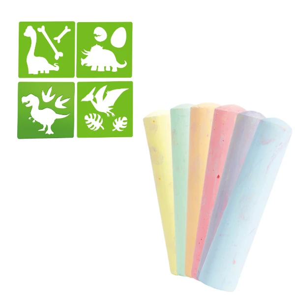 Set de cretă „lumea dinozaurilor”, 6 buc + 4 șabloane 3