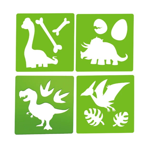 Set de cretă „lumea dinozaurilor”, 6 buc + 4 șabloane 4