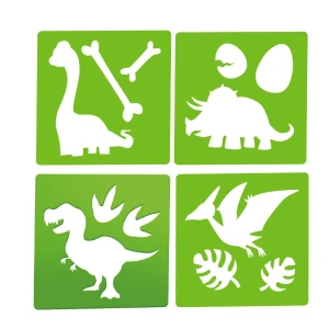 Set de cretă „lumea dinozaurilor”, 6 buc + 4 șabloane Thumbnail 5
