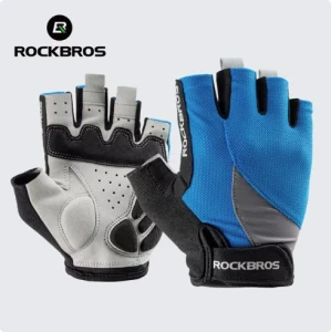 Manusi de ciclism rockbros, cu jumatate de deget , marime m, albastru - s030