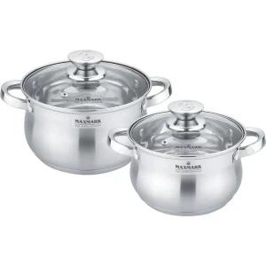 Набор кастрюль (2 шт + 2 крышки) maxmark mk-bl2704l