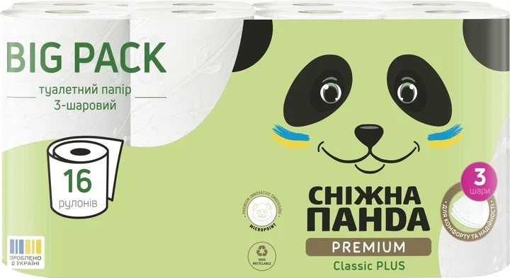 Panda туалетная бумага premium classic plus 3 слоя 16 рулона 142 лист 17,75м 2