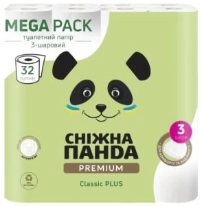 Panda hirtie igienica premium classic plus 3str. 32 role  142foi  17.75m