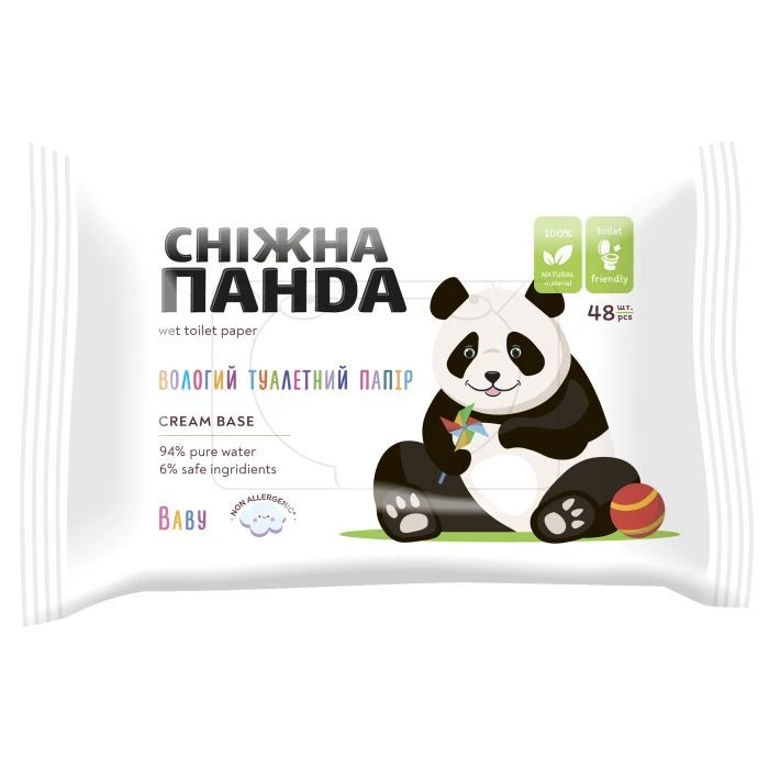 Panda влажная туалетная бумага  48 шт. с прозрачной крышкой  baby cream 2