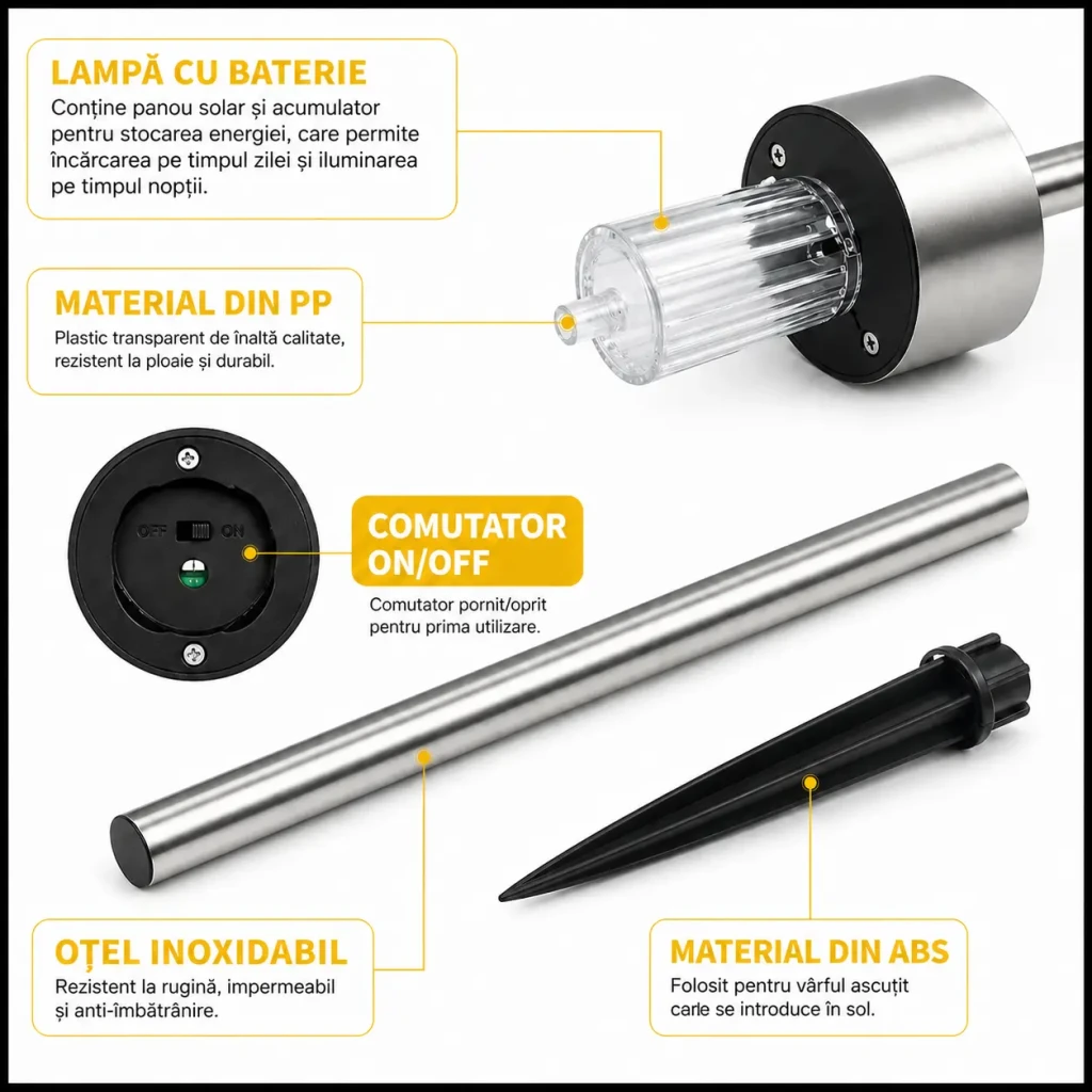 Солнечная лампа 834-2, 10 светодиодов, высота 36 см, нержавеющий, 15-600.2 3