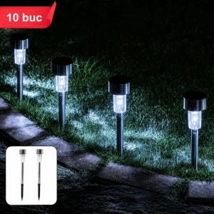Lampă solară 834-2, 10 buc led, 36 cmh, stainless, gradina 15-600.2, (sb-2)