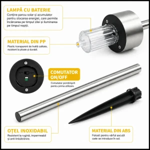 Lampă solară 834-2, 10 buc led, 36 cmh, stainless, gradina 15-600.2, (sb-2) Thumbnail 3