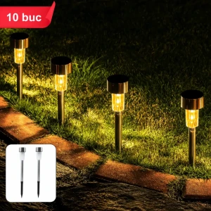Lampă solară 834-2, 10 buc led, 36 cmh, stainless, gradina 15-600.2, (sb-2)