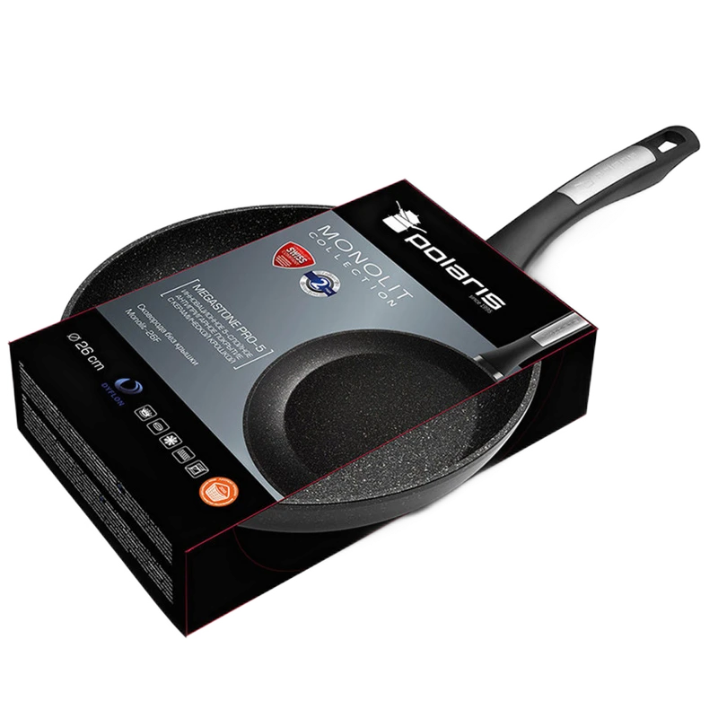 Сковорода polaris monolit-26f, 26cm, чёрный 16