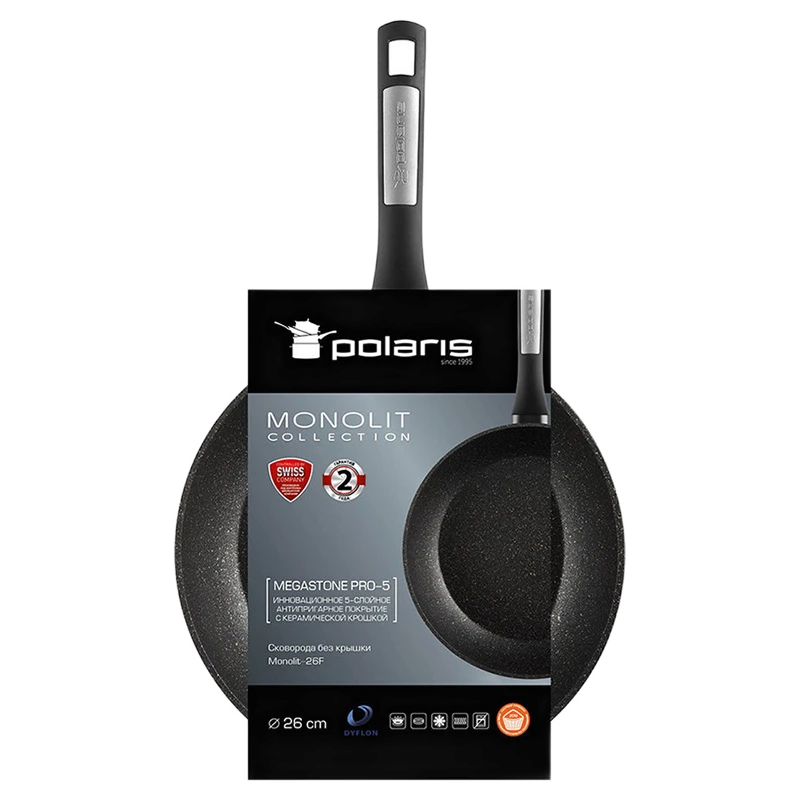 Сковорода polaris monolit-26f, 26cm, чёрный 3