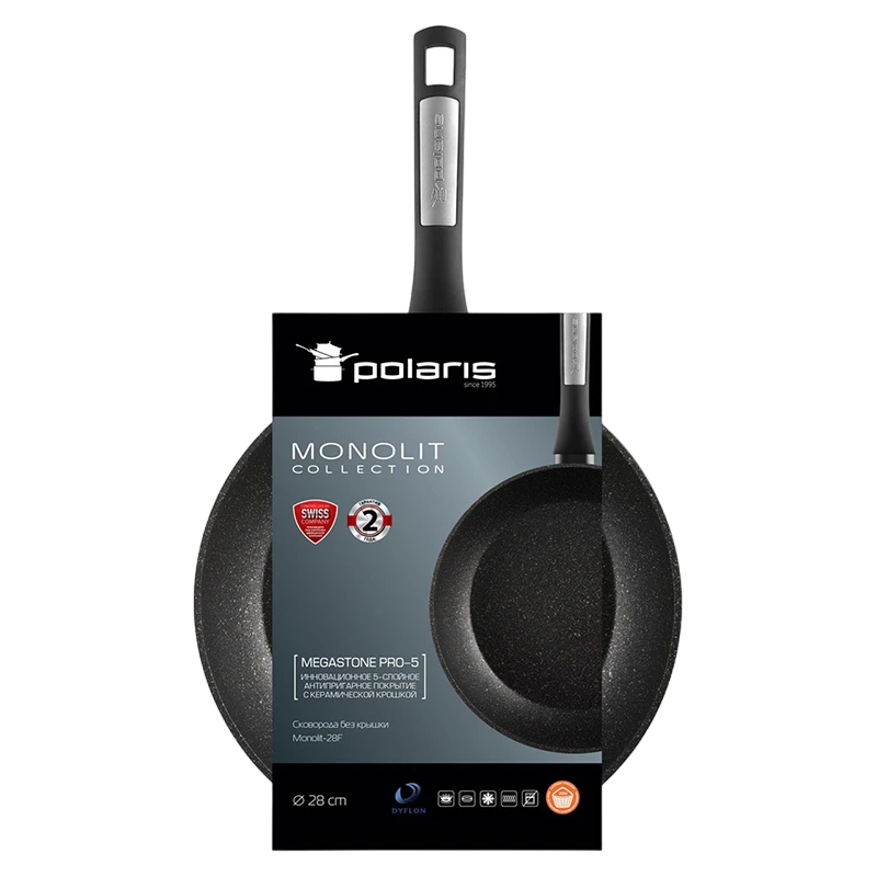 Tigaie polaris monolit-28f, 28cm, negru 11