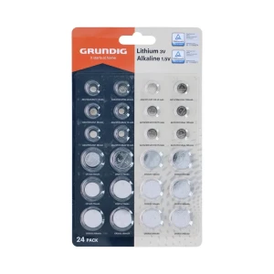 Grundig набор батареек кнопочных ag1/5/8/12/3/4/10/13 cr1620/2016/2025/2032/2032 24 шт. блистер