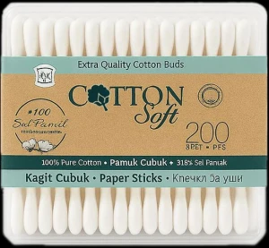Cotton soft eco betisoare igienice 200buc dreptunghi paper stick