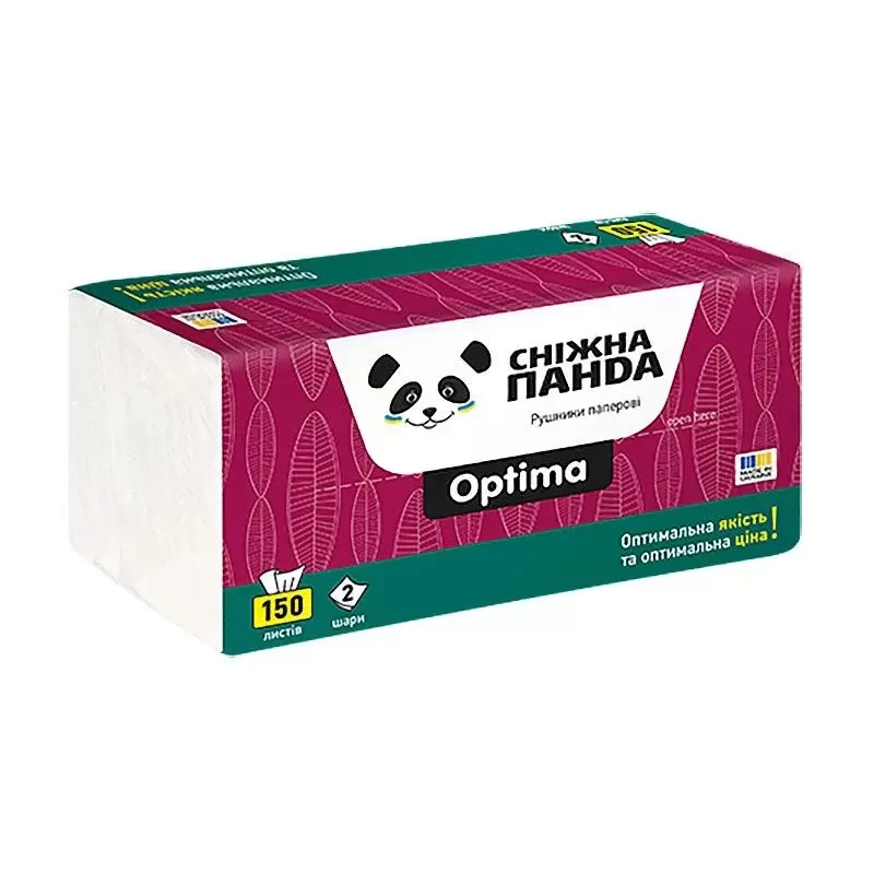 Panda полотенца бумажные листовые optima 150 шт, 2 слоя, 200*220 мм 2