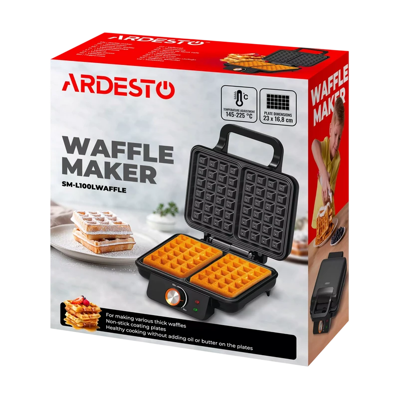 Aparat pentru vafe ardesto sm-l100lwaffl, negru 3