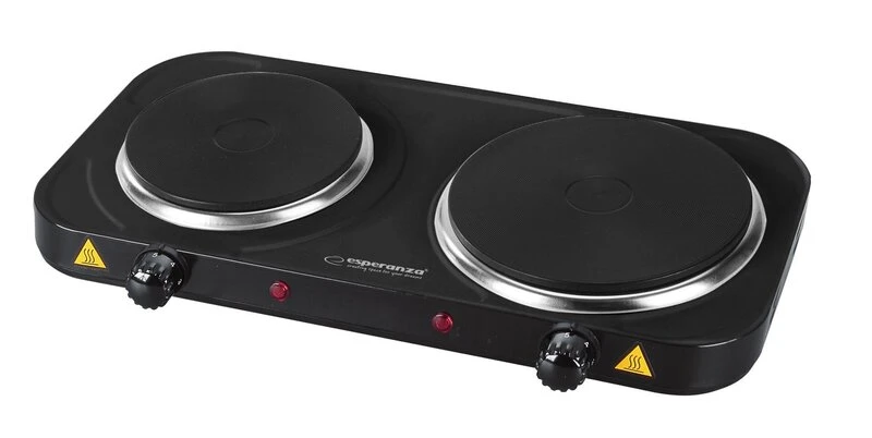 Electric hot plate esperanza yellowstone ekh014k black, 2500w (1x1500w, 1x1000w), 2 heating plates with a diameter of 18.8 cm and 15.5 cm, external di 2