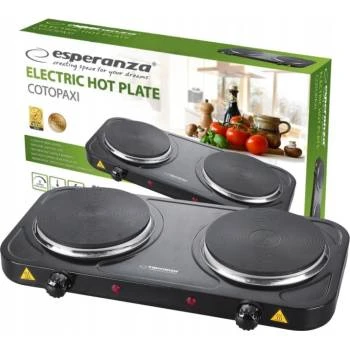 Electric hot plate esperanza yellowstone ekh014k black, 2500w (1x1500w, 1x1000w), 2 heating plates with a diameter of 18.8 cm and 15.5 cm, external di 3