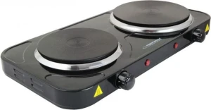 Electric hot plate esperanza yellowstone ekh014k black, 2500w (1x1500w, 1x1000w), 2 heating plates with a diameter of 18.8 cm and 15.5 cm, external di