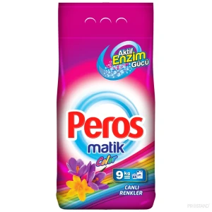 Peros detergent praf automat 9 kg, ambalaj moale bright colors / rufe colorate / roz /6236