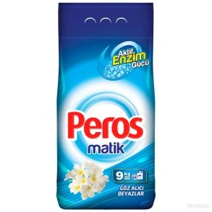 Peros detergent praf automat 9 kg, ambalaj moale white & bright / rufe albe / albastru /3952
