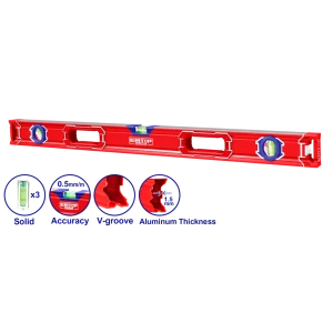 Nivela aluminiu 80cm 3 poztii cu 2 manere emtop Thumbnail 2