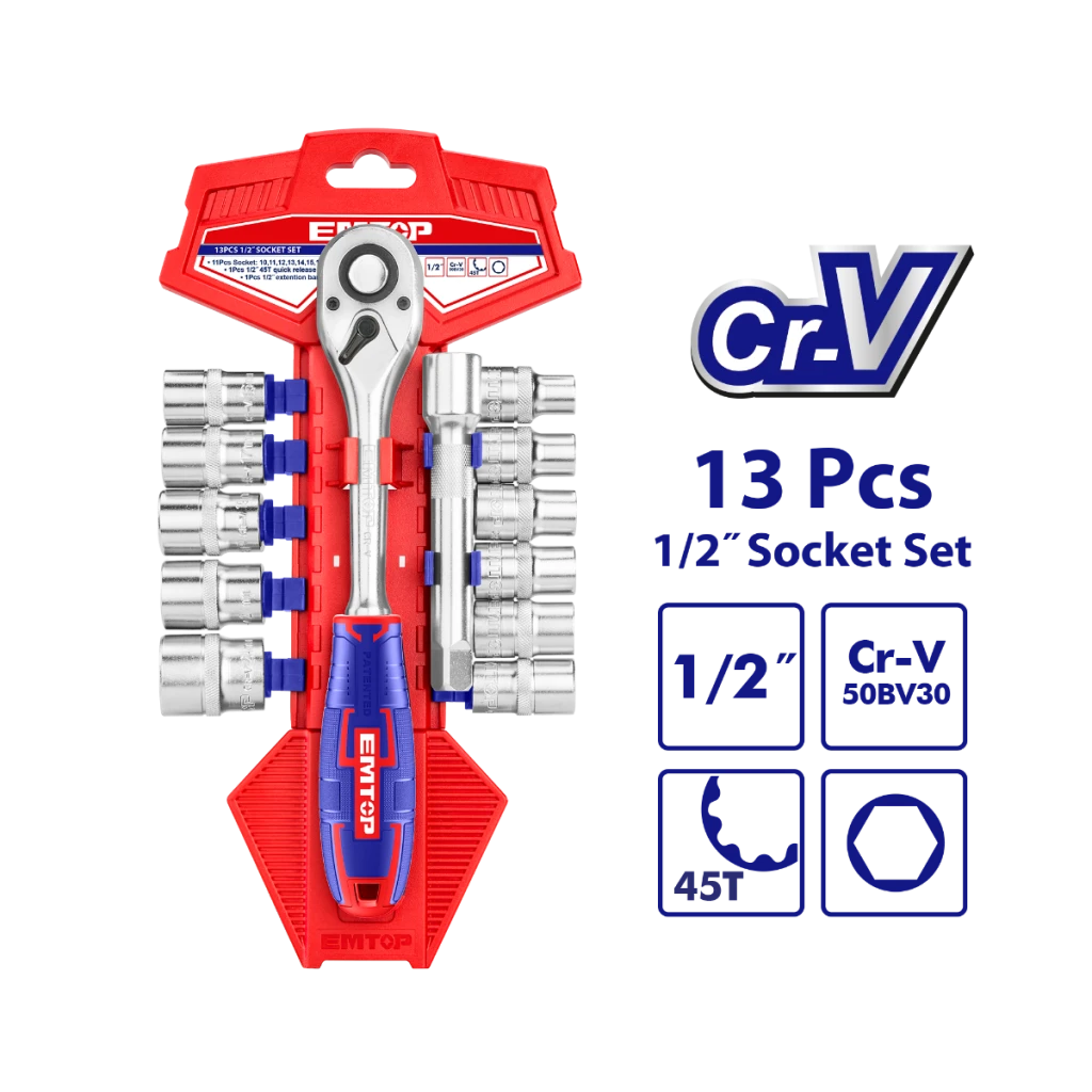 Set chei tubulare 1/2 13 buc 10-24mm emtop 2
