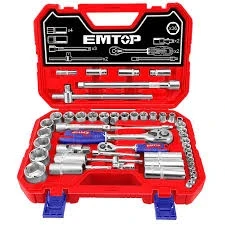 Set chei tubulare 1/4″+1/2″ 51 buc emtop Thumbnail 2