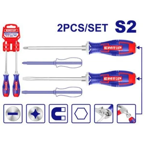 Set surubelnite cu impact 2 buc sl6.5 ph2 125mm magnet emtop