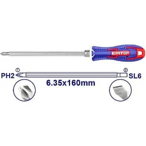 Surubelnita 2 in 1 sl6+ph2 160mm magnet emtop