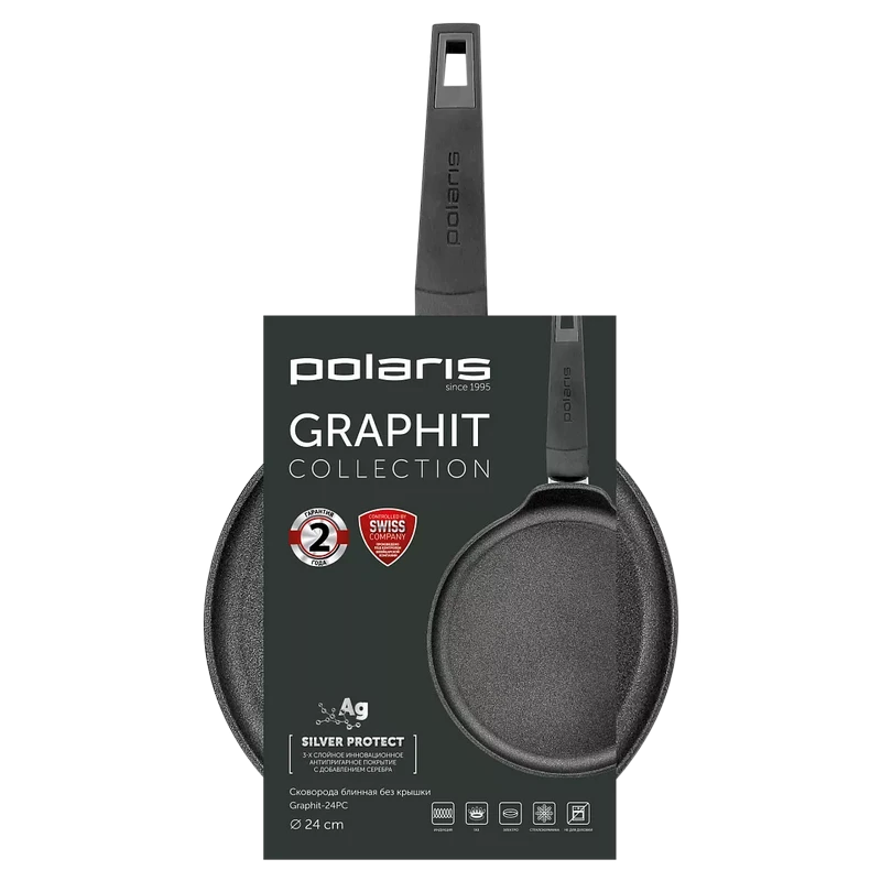 Блинная сковорода polaris graphit-24pc, 24см, чёрный 4