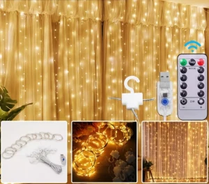 Ghirlanda-ploita, 300 lampi, lumina calda, usb, 3х3 m, fs01