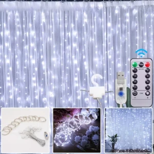 Ghirlanda-ploita, 300 lampi, lumina rece, usb, 3х3 m, fs01