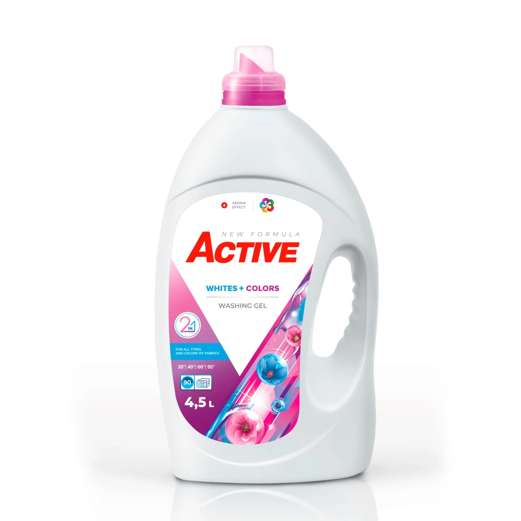 Гель для стирки active, whites + colors, 4,5 л 2