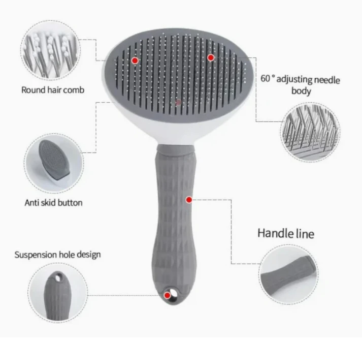 Perie pentru animale, cu buton, clean 2
