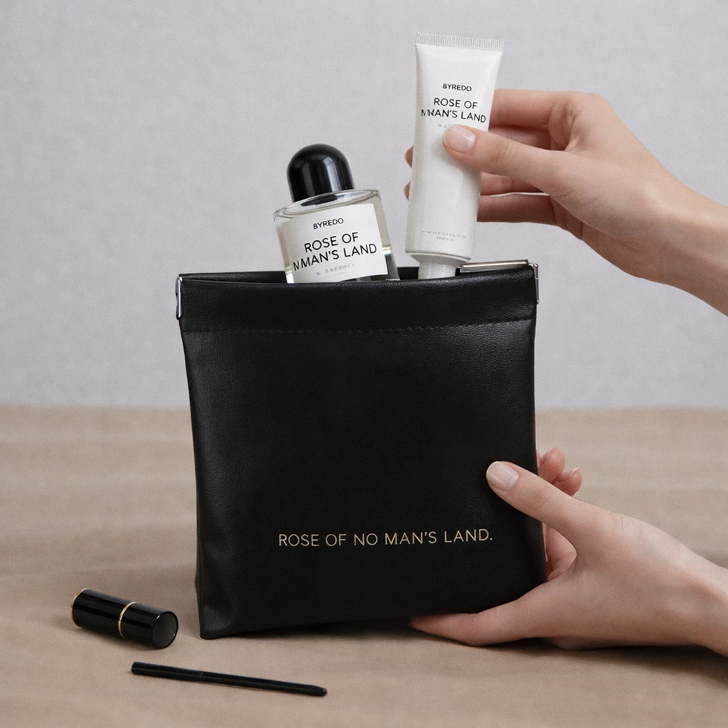 Geanta cosmetica cu magnet, neagra, 12x12 cm 2