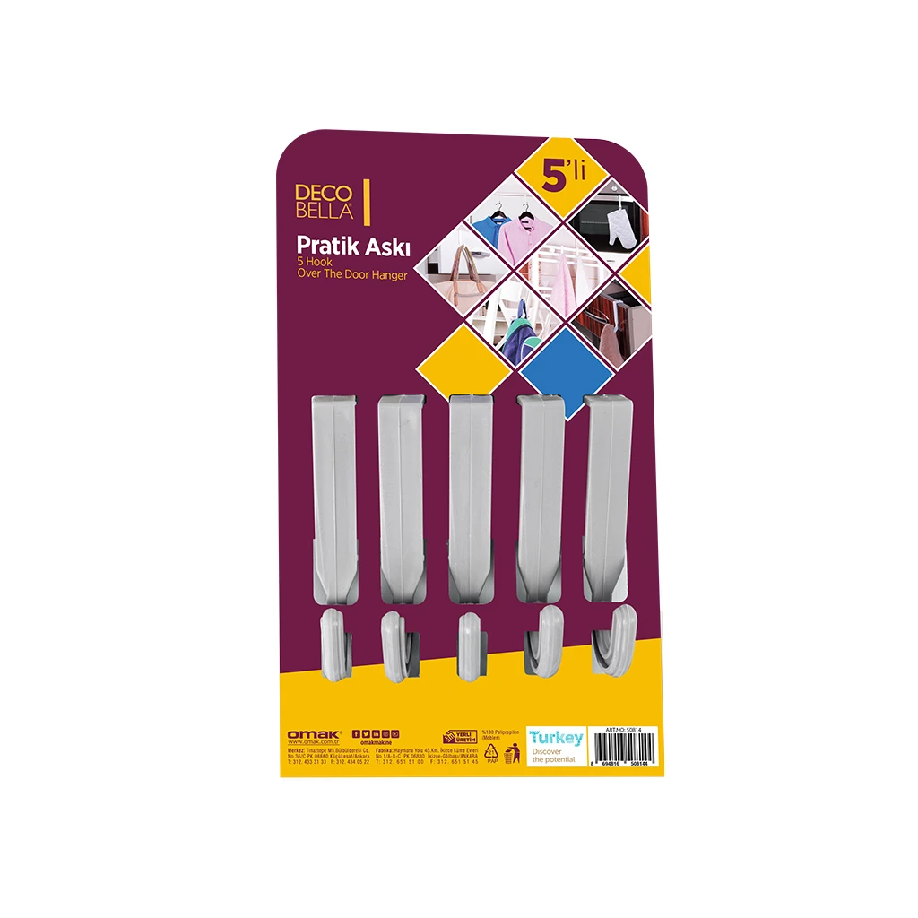Carlige decobella, de plastic, 9x1,4 cm, 5 buc 8