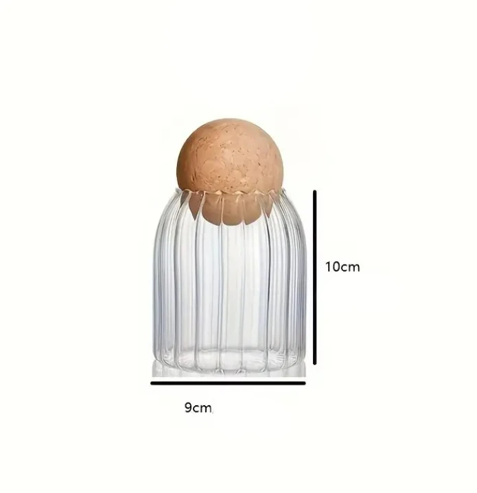 Borcan din sticla, cu capac bila din pluta, 9x10 cm, 500 ml 2