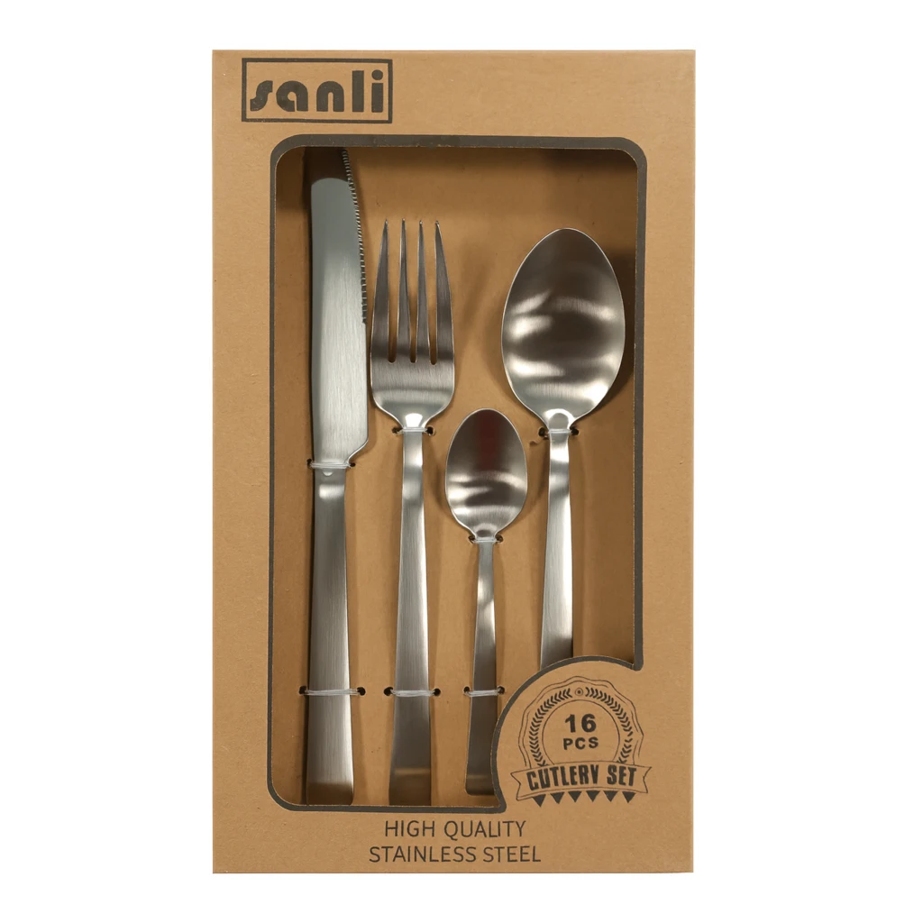 Tacamuri sanli, otel inoxidabil, mat, set 16 piese 2